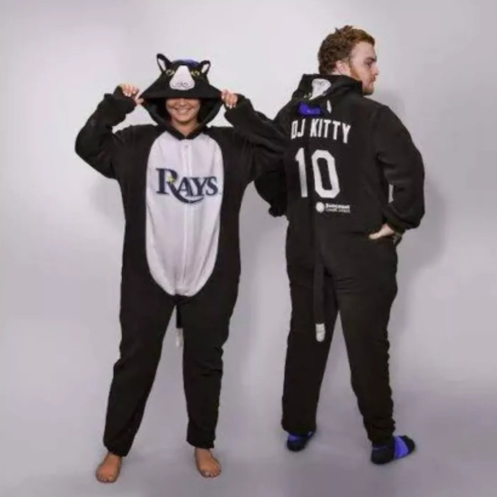 Tampa Bay Rays DJ Kitty Jumpsuit Onesie Medium Major League Baseball! NEW